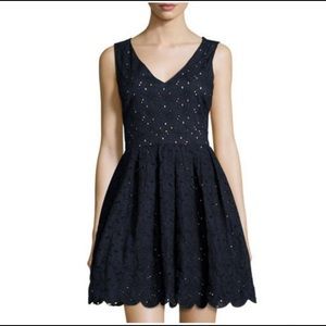 Karl Lagerfeld Navy Blue Eyelet Sheath Lace Dress Size 12 Women